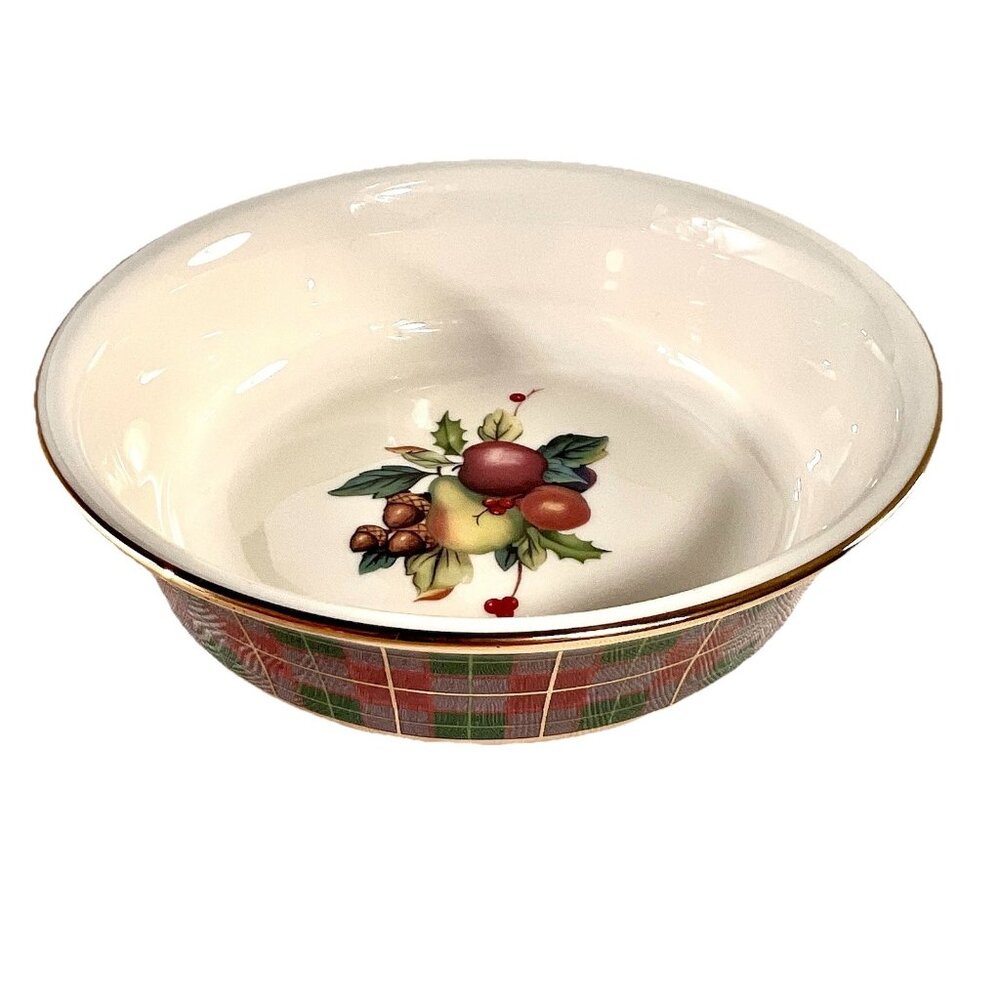 Lenox Holiday Tartan Fruit Dessert Berry Bowl Discontinued Piece Made in USA 5⅜"